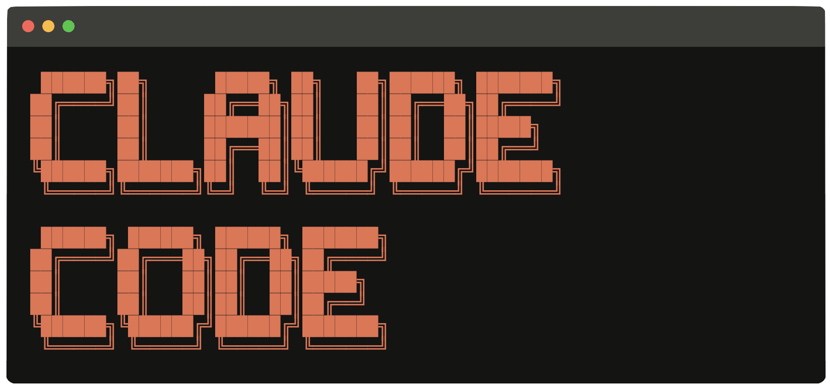 Retro pixel-art “CLAUDE CODE” title graphic